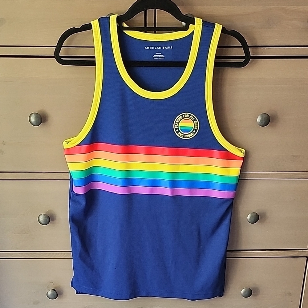 American Eagle Rainbow Stripe Tank Top